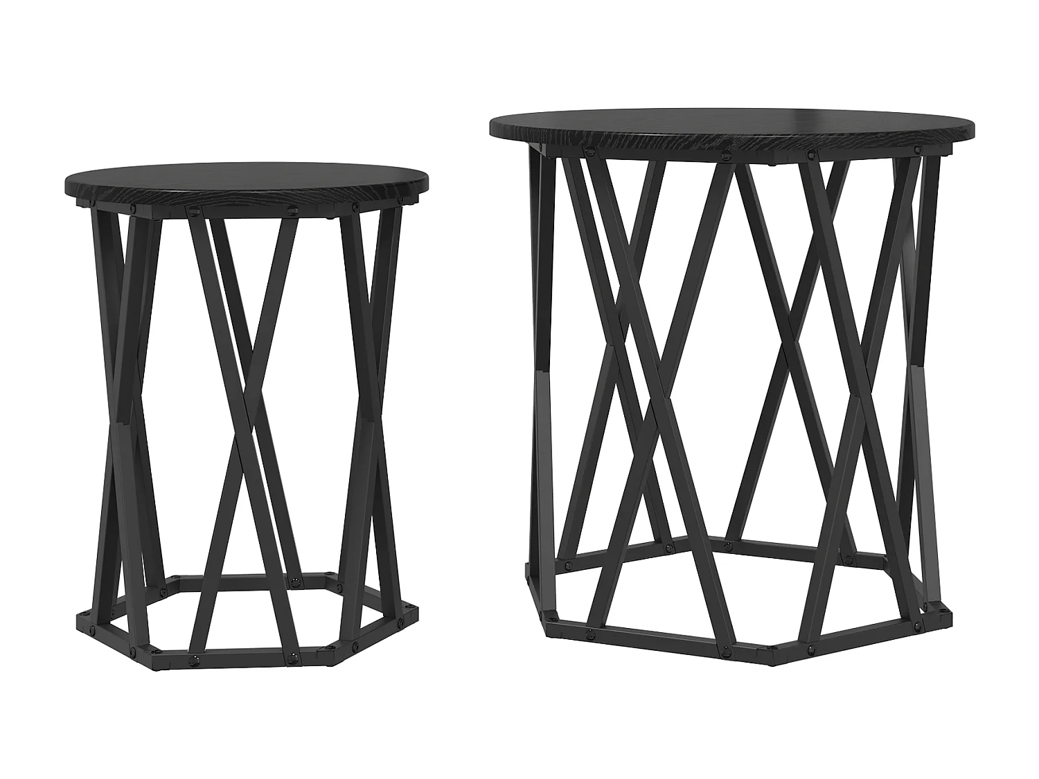 stuks bijzettafels in zwart gelamineerd hout