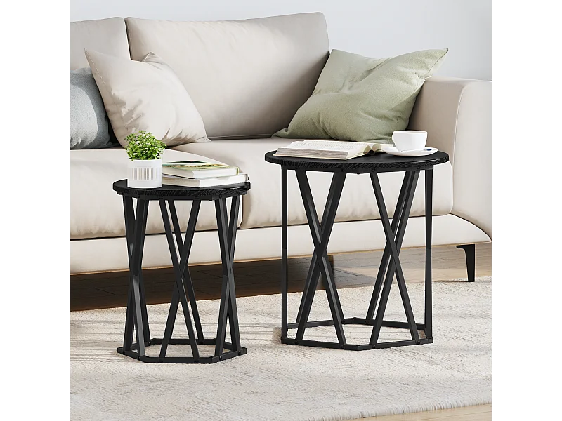 stuks bijzettafels in zwart gelamineerd hout