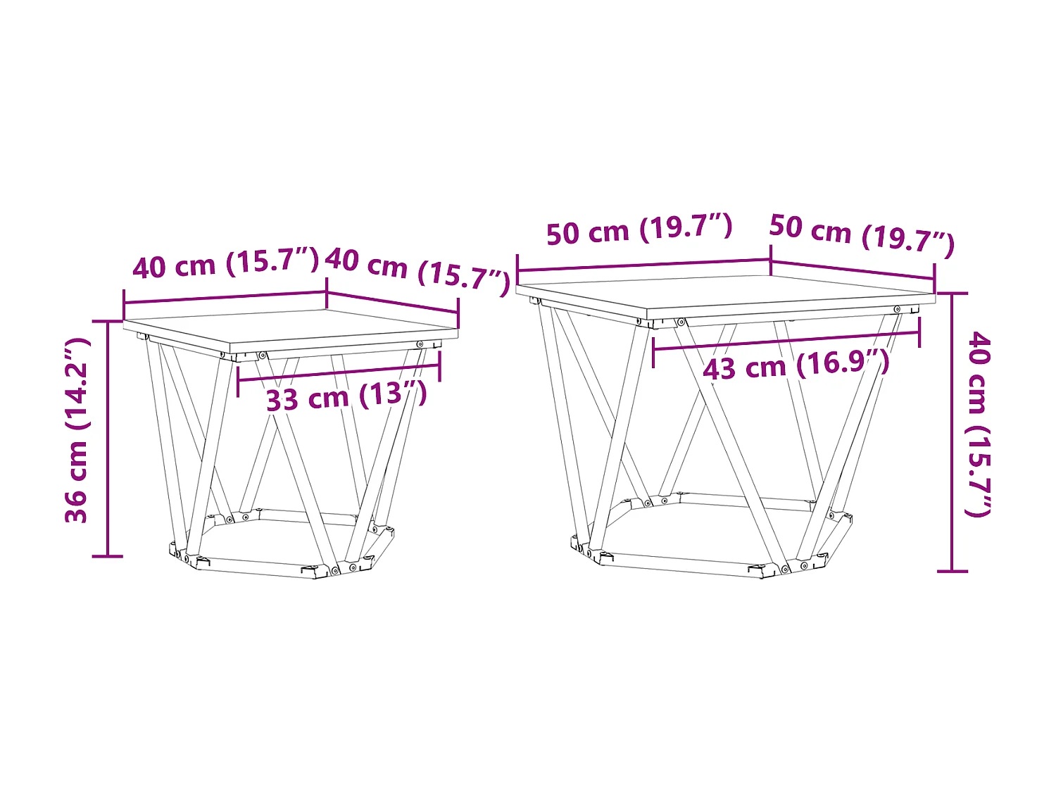Tables d'appoint 2 pcs en bois d'ingénierie chêne artisan