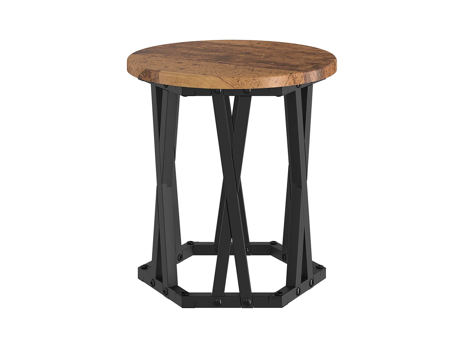 Tavolini laterali impilabili in 3 pezzi realizzati in legno riciclato e laminato