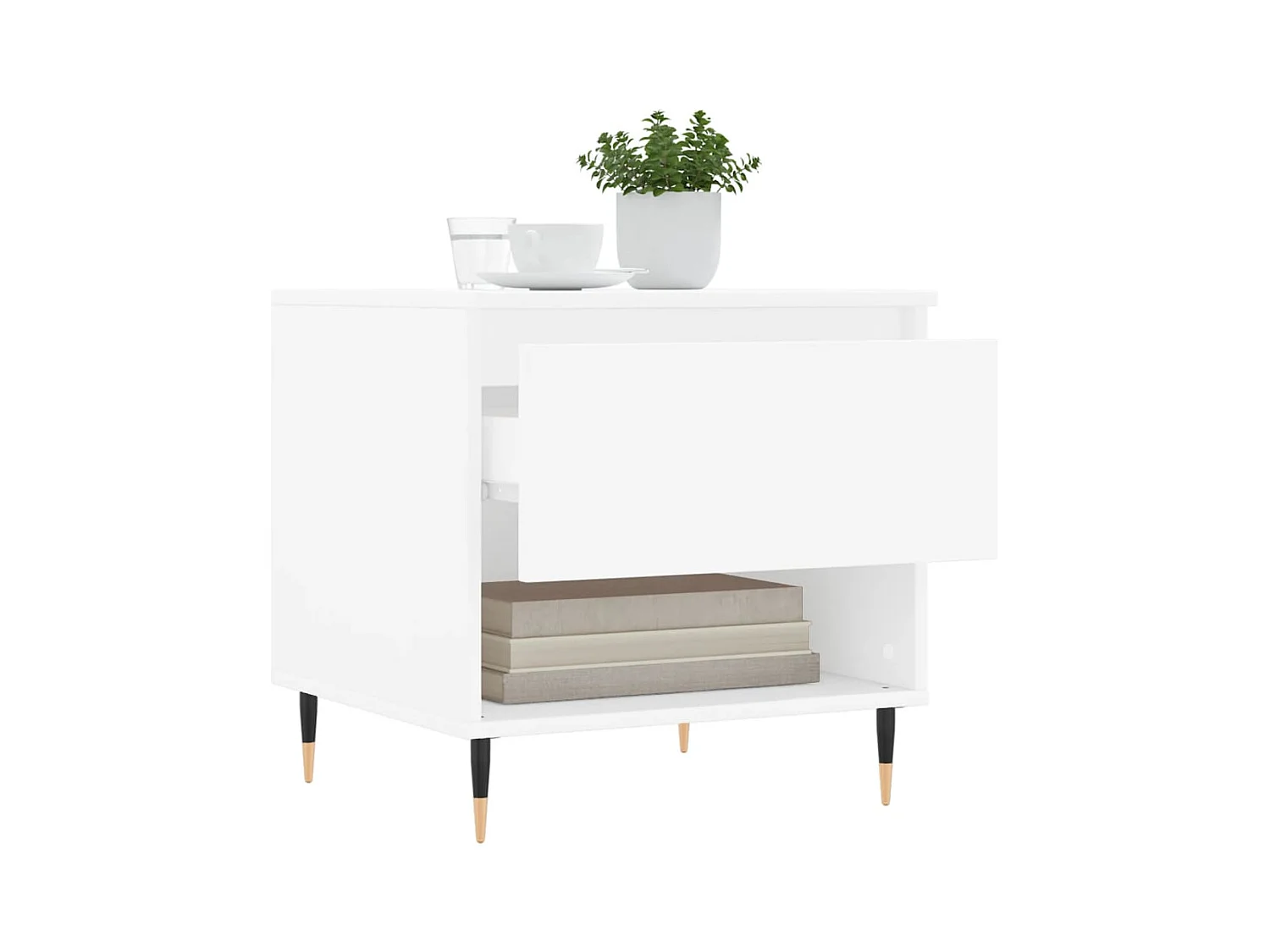 Salontafels 2 stuks wit 50x46x50 cm bewerkt hout