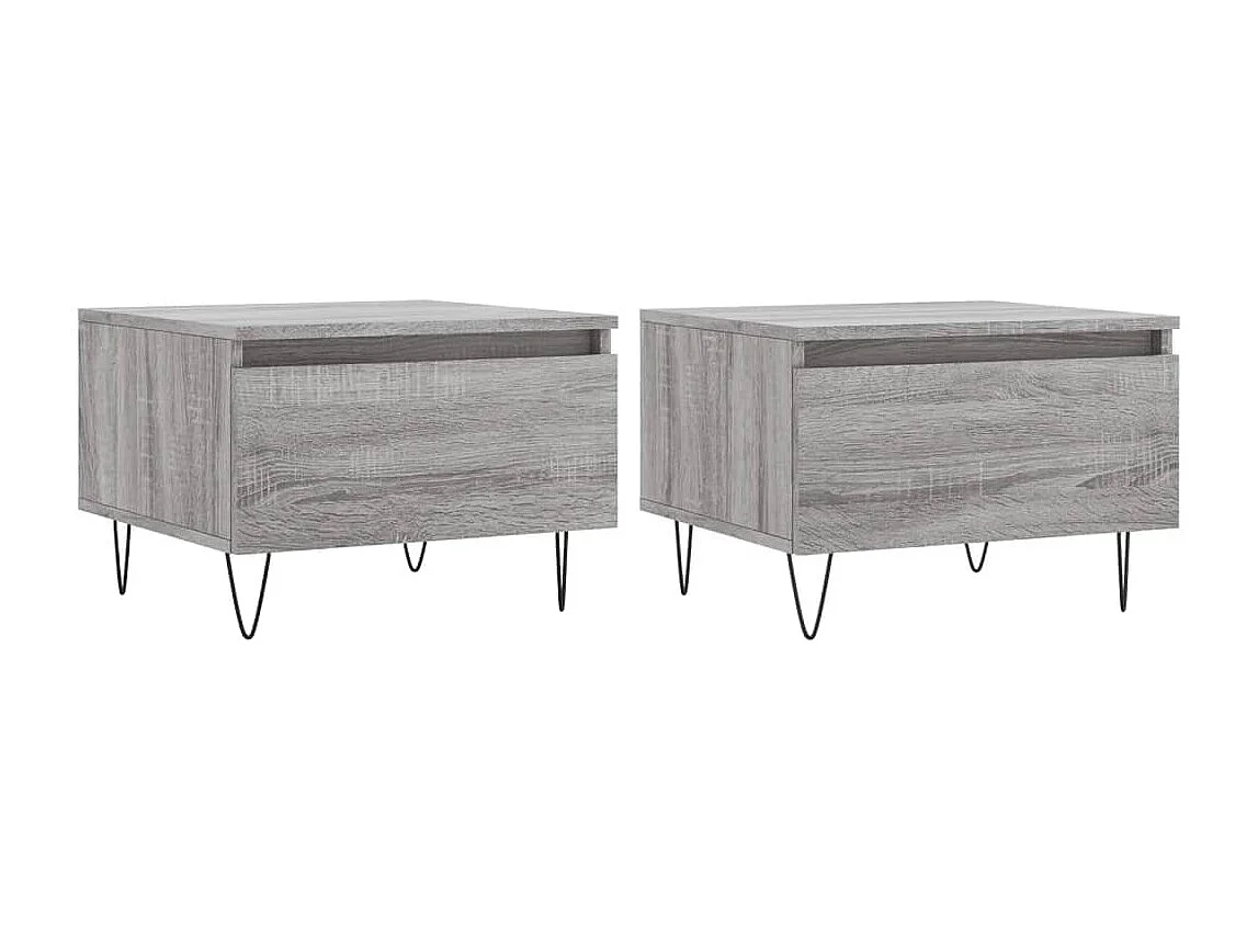 Salontafels 2 stuks sonoma grijs 50x46x35 cm bewerkt hout