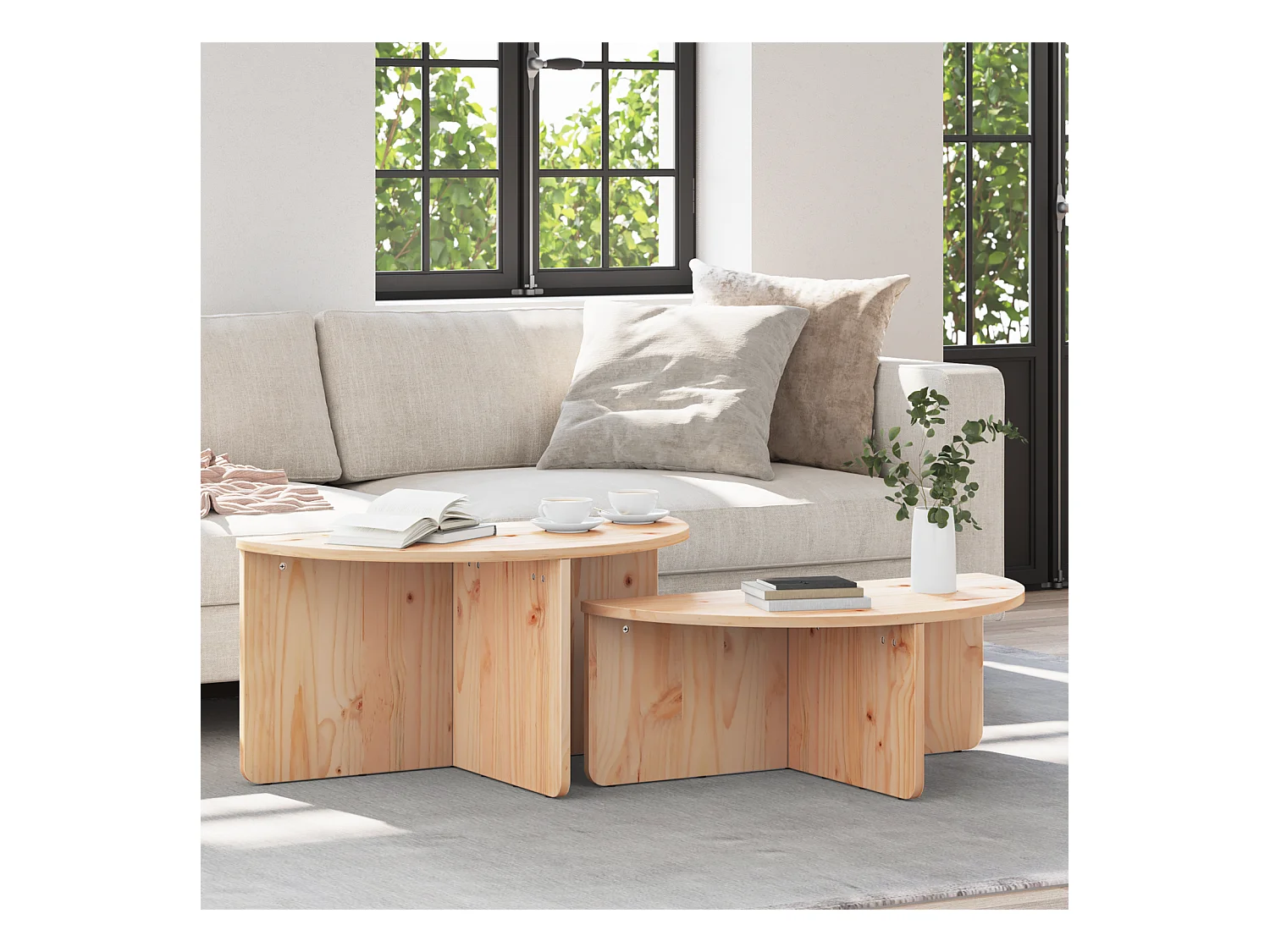 Table basse 2 pcs Naturel 79 x 39.5 x 40 cm Bois de pin massif