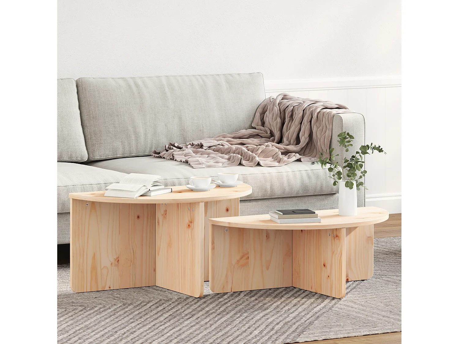 Salontafel 2 stuks Naturel 79 x 39,5 x 40 cm Massief grenenhout