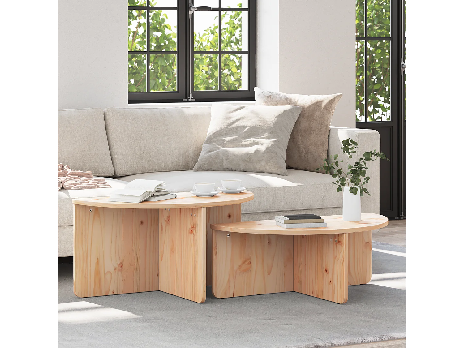 Table basse 2 pcs Naturel 79 x 39.5 x 40 cm Bois de pin massif