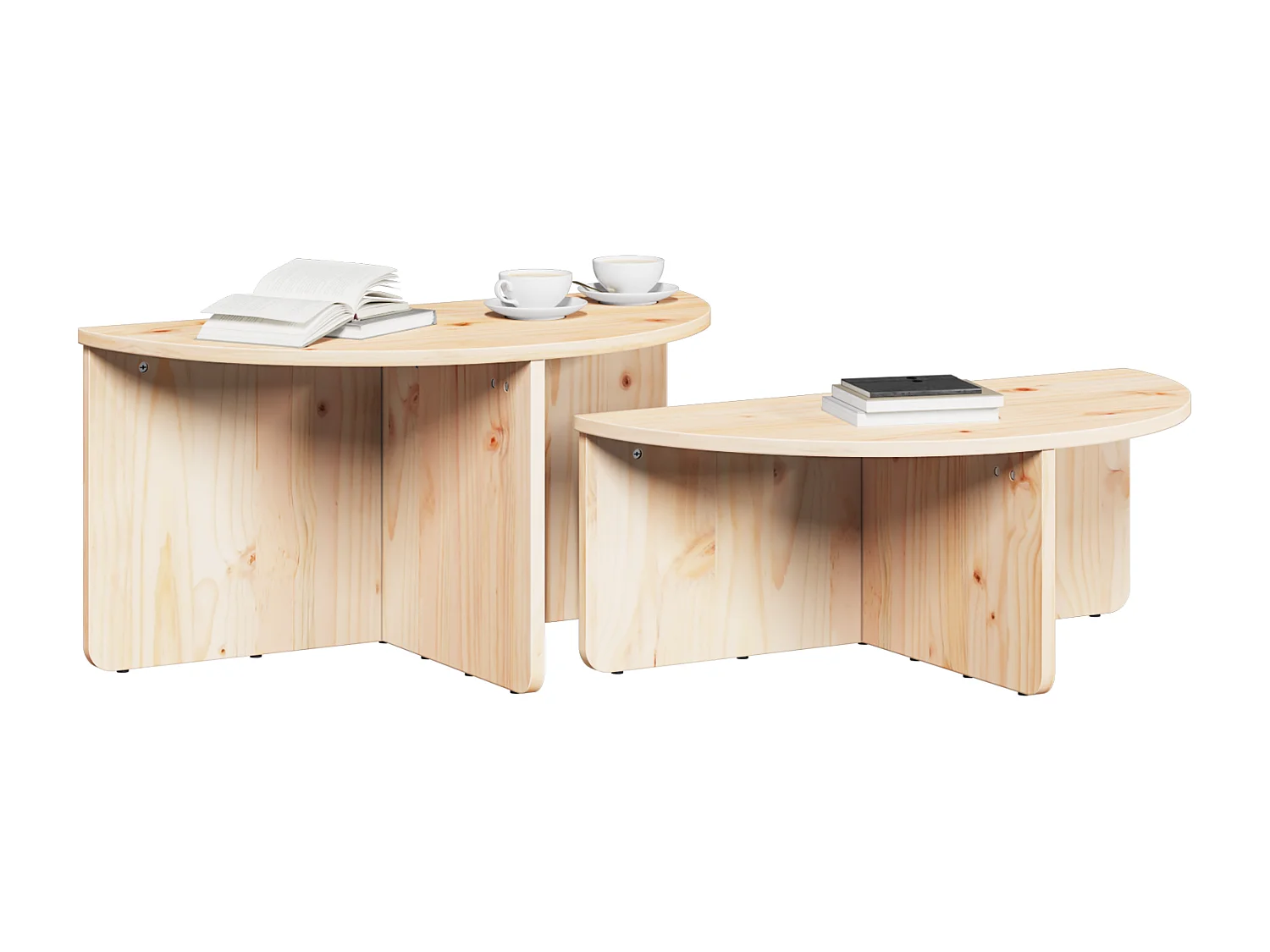 Table basse 2 pcs Naturel 79 x 39.5 x 40 cm Bois de pin massif