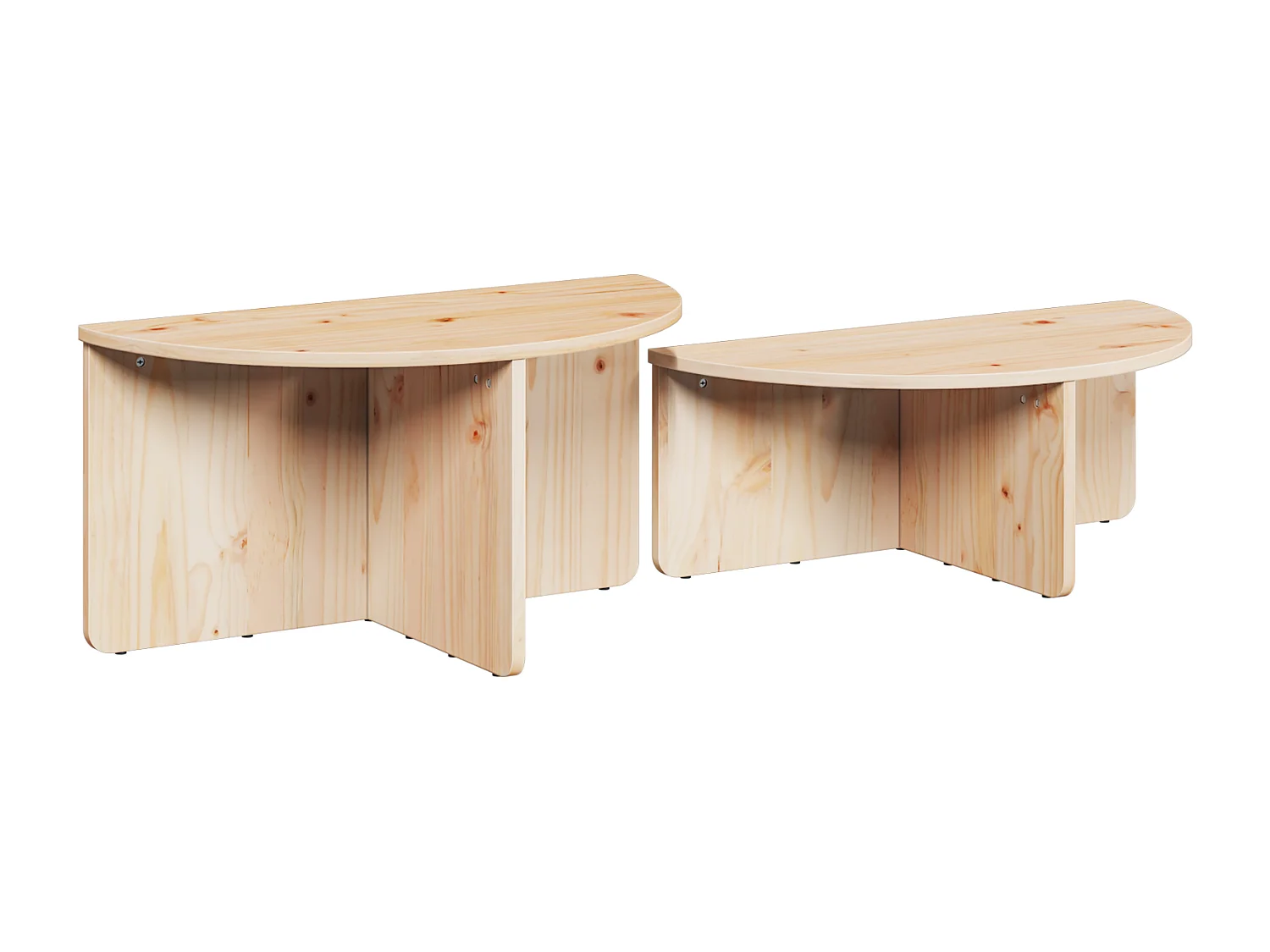 Table basse 2 pcs Naturel 79 x 39.5 x 40 cm Bois de pin massif
