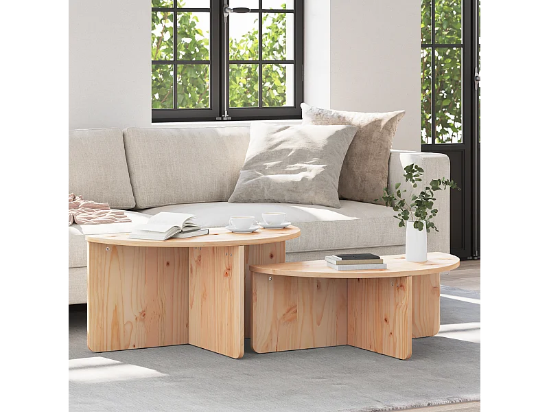 Table basse 2 pcs Naturel 79 x 39.5 x 40 cm Bois de pin massif