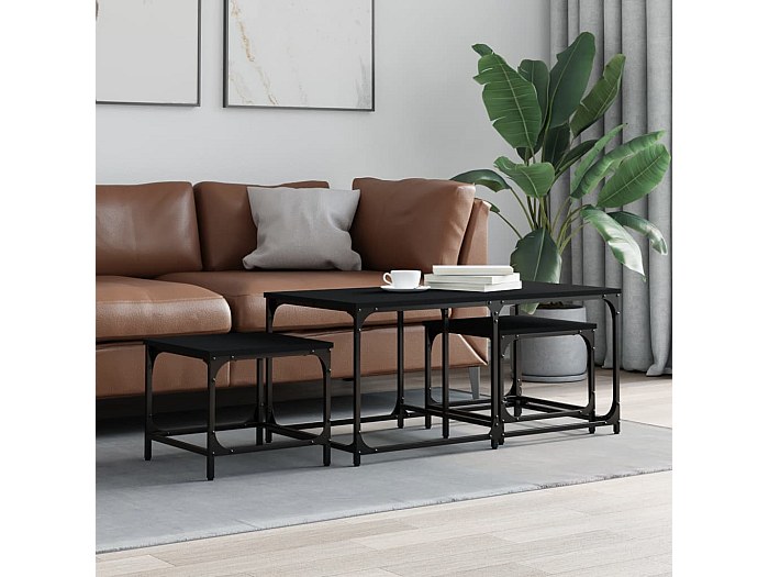 Tavolino Da Caffè Ovale Nero Mid-Century Con 2 Ripiani – Piccolo E Compatto Per Soggiorno E Balcone - 2