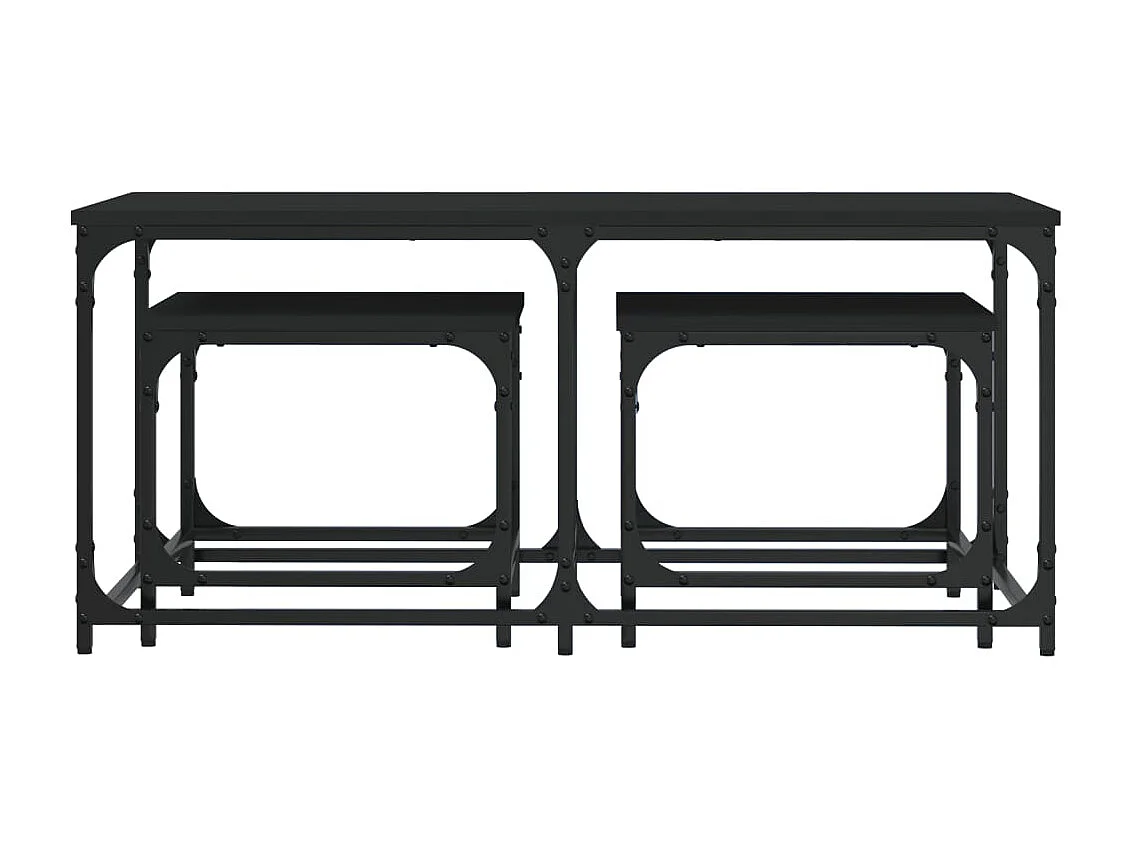 Tables basses gigognes 3 pcs noir bois d'ingénierie