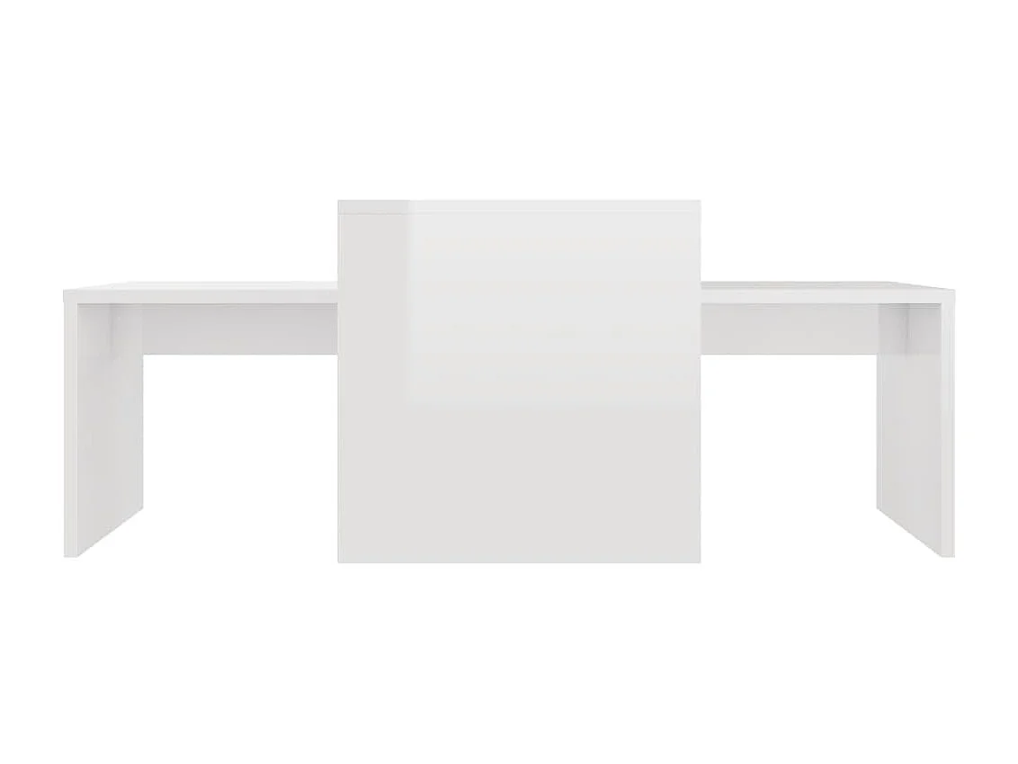 Set da tavolino in legno ingegnerizzato bianco lucido