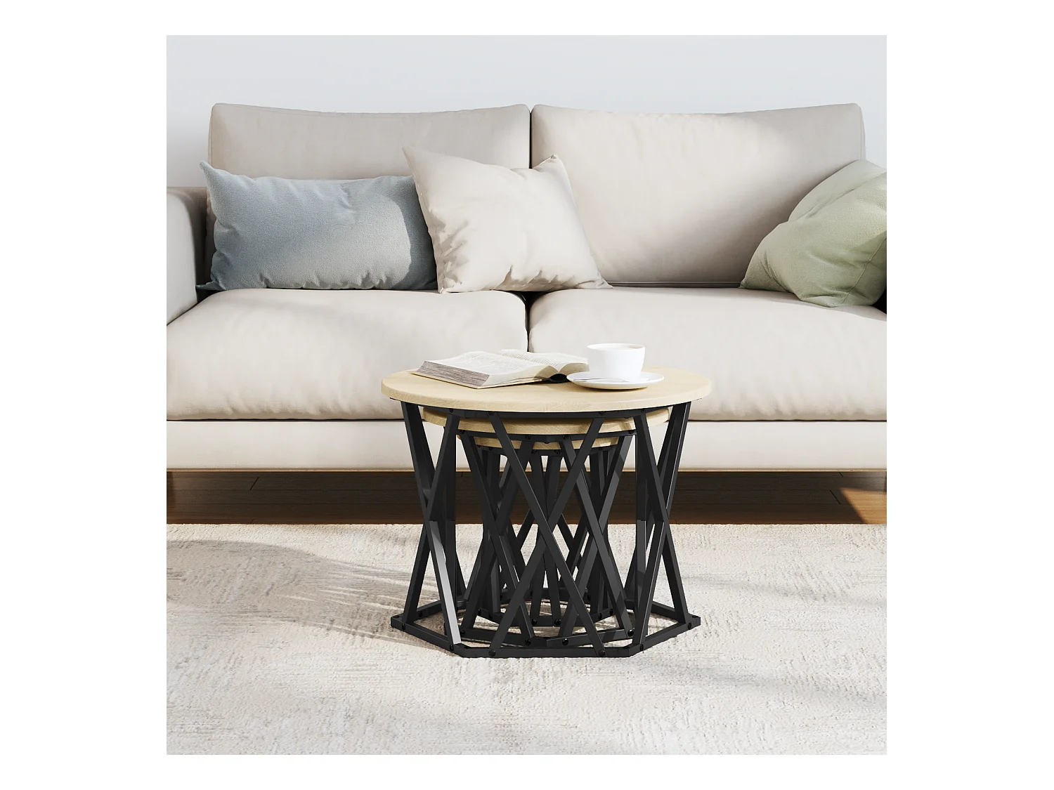 Tables d'appoint empilables 3 pcs Chêne Sonoma en bois aggloméré