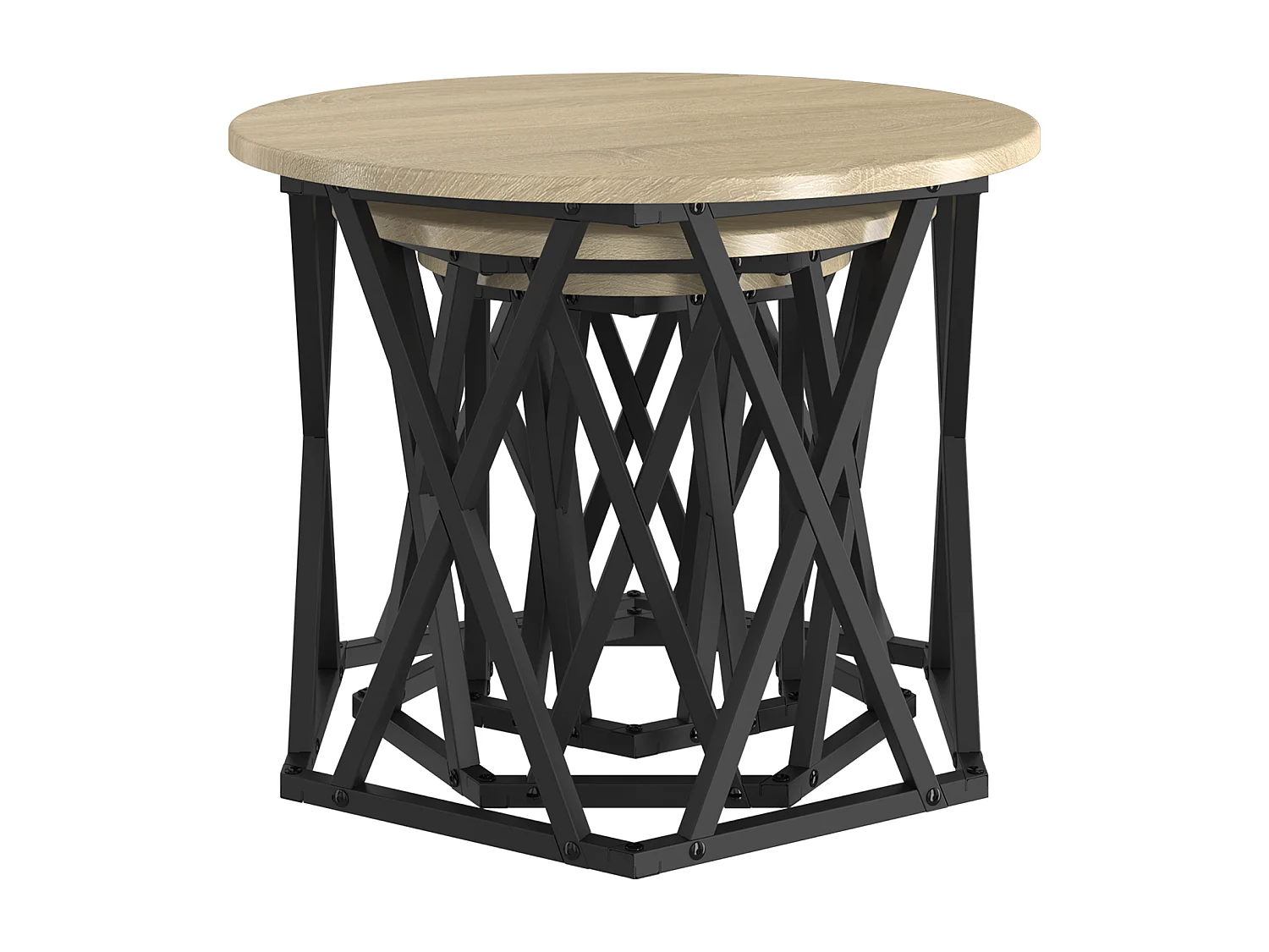 Tables d'appoint empilables 3 pcs Chêne Sonoma en bois aggloméré