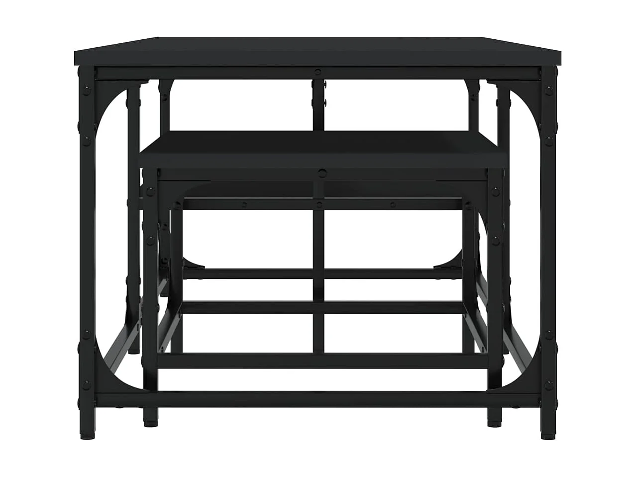 Tables basses gigognes 2 pcs noir bois d'ingénierie