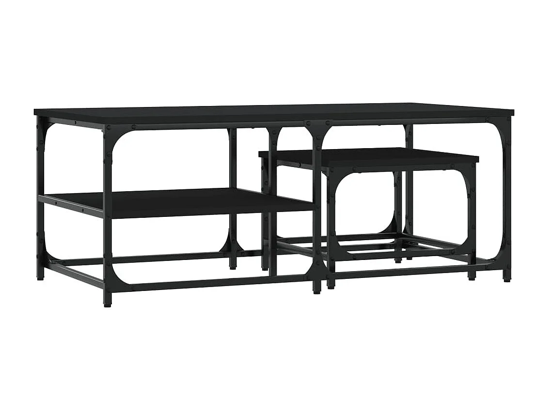 Tables basses gigognes 2 pcs noir bois d'ingénierie