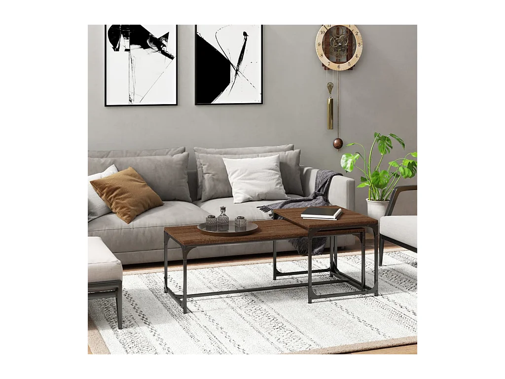 Tables basses 2 pcs Chêne marron Bois d'ingénierie