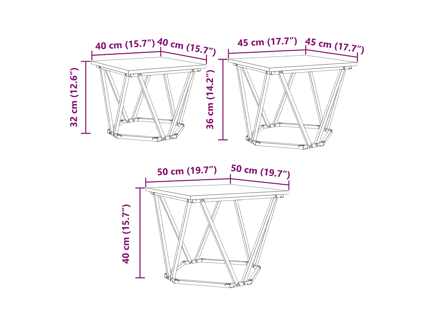 Tables d'appoint 3 pcs en vieux bois en bois reconstitué