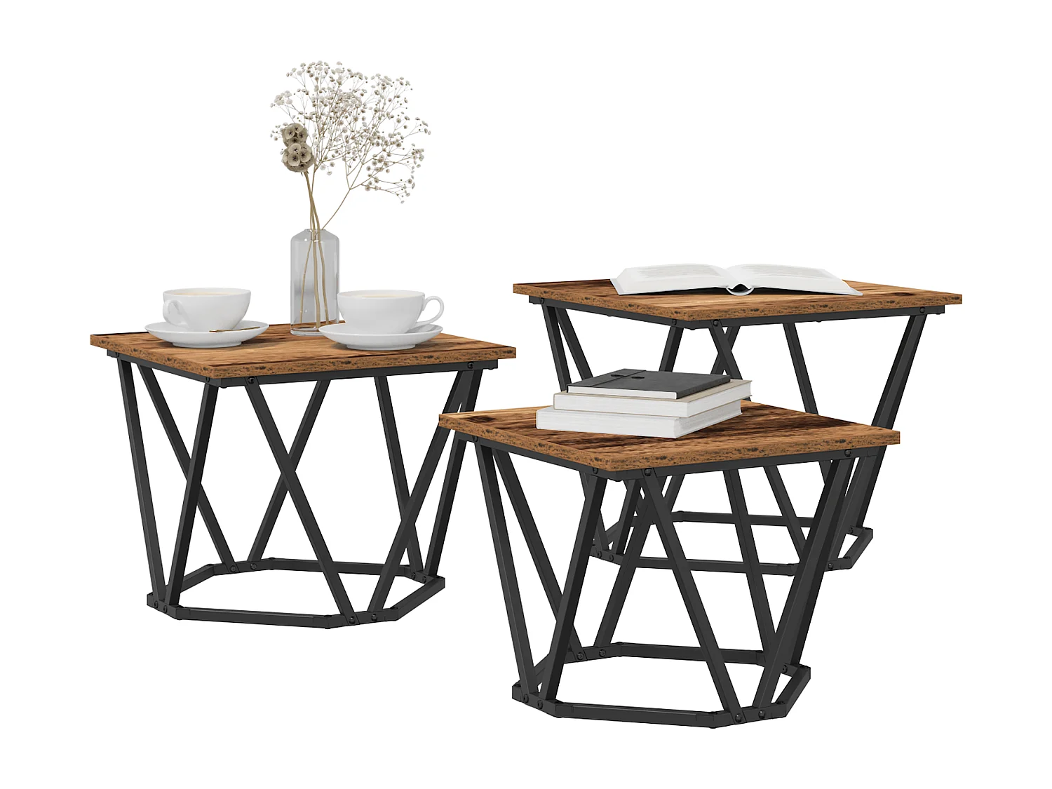 mesas auxiliares de madera recuperada