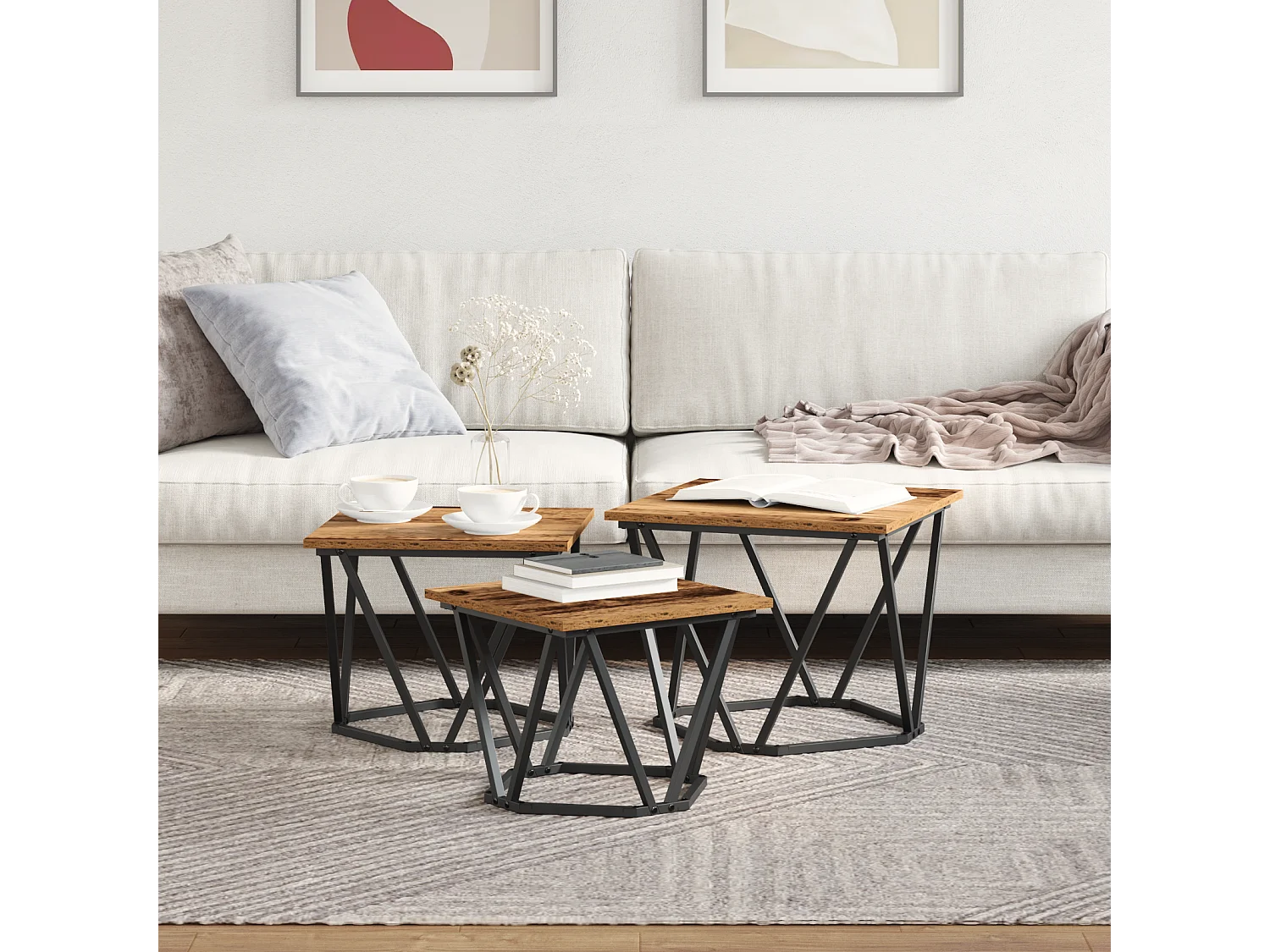 mesas auxiliares de madera recuperada