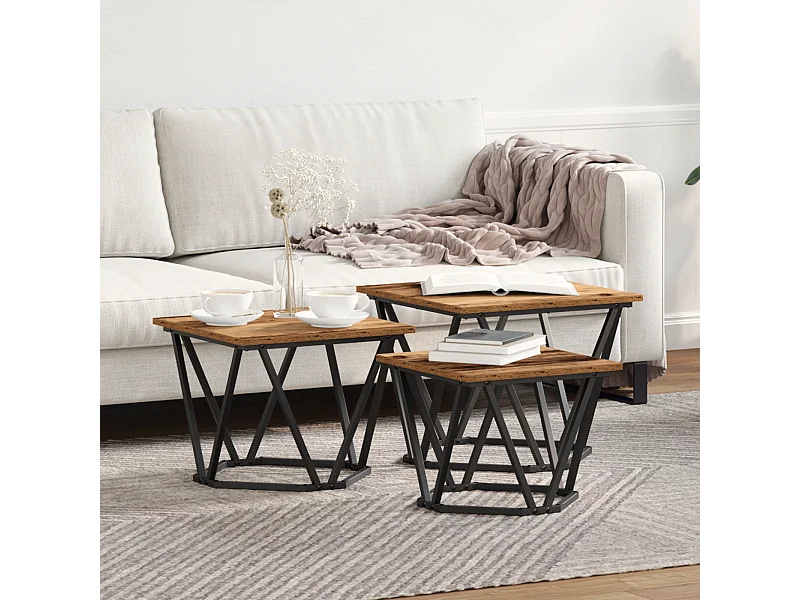 mesas auxiliares de madera recuperada