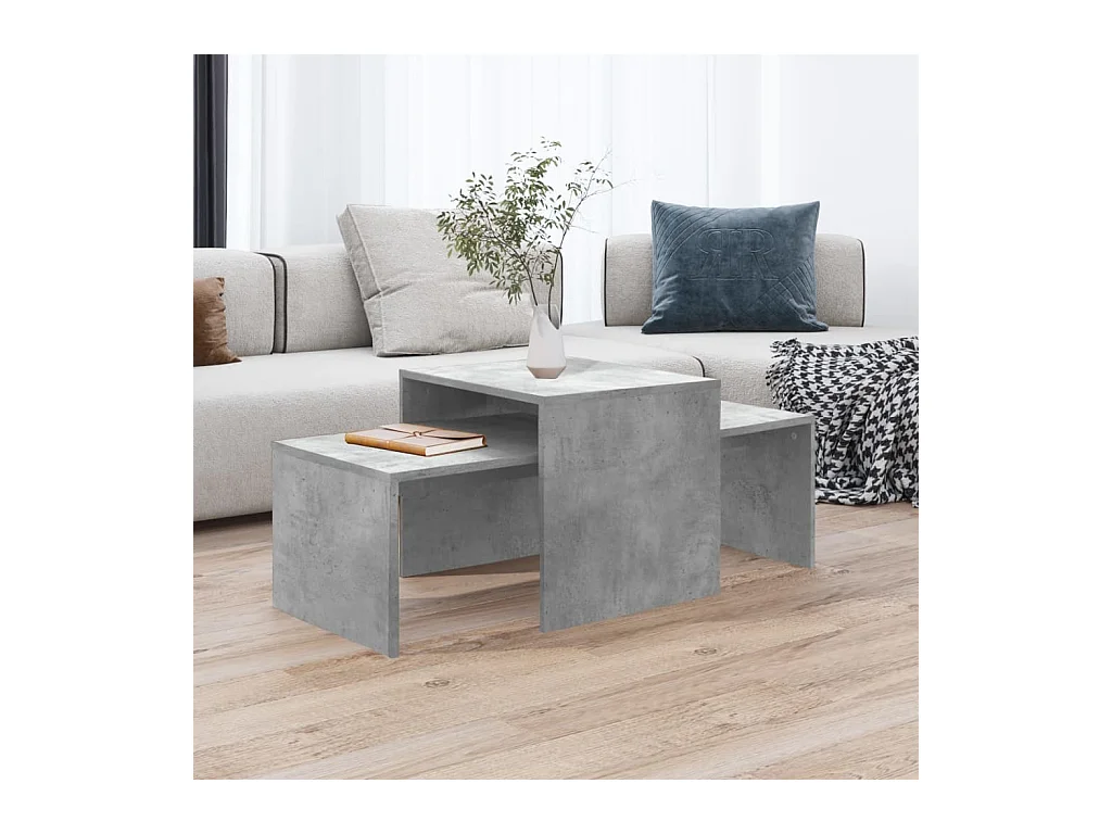 Ensemble de table basse Gris béton 100x48x40 cm Bois ingénierie