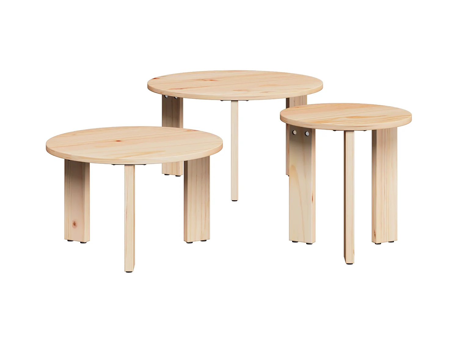 Tavolino basso 3 pezzi Naturale 47,5 x 47,5 x 27 cm