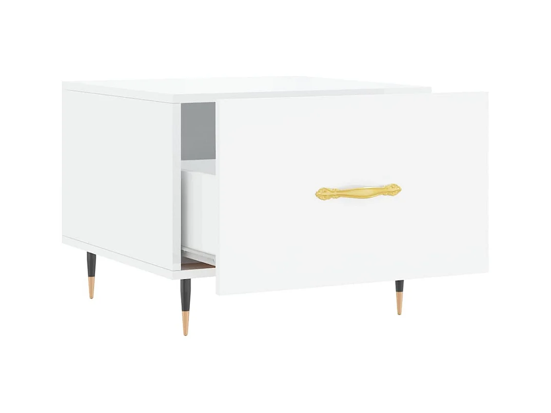 Tavolini da caffè 2 pezzi bianco lucido 50x50x40cm in legno ingegnerizzato
