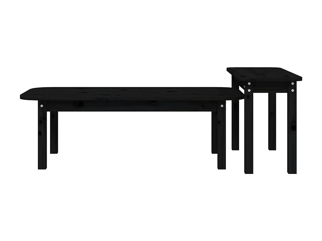 Ensemble de tables basses 2 pcs Noir Bois massif de pin