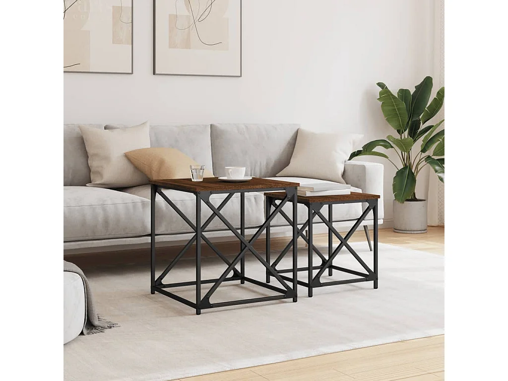 Tables basses gigognes 2 pcs chêne marron bois d'ingénierie