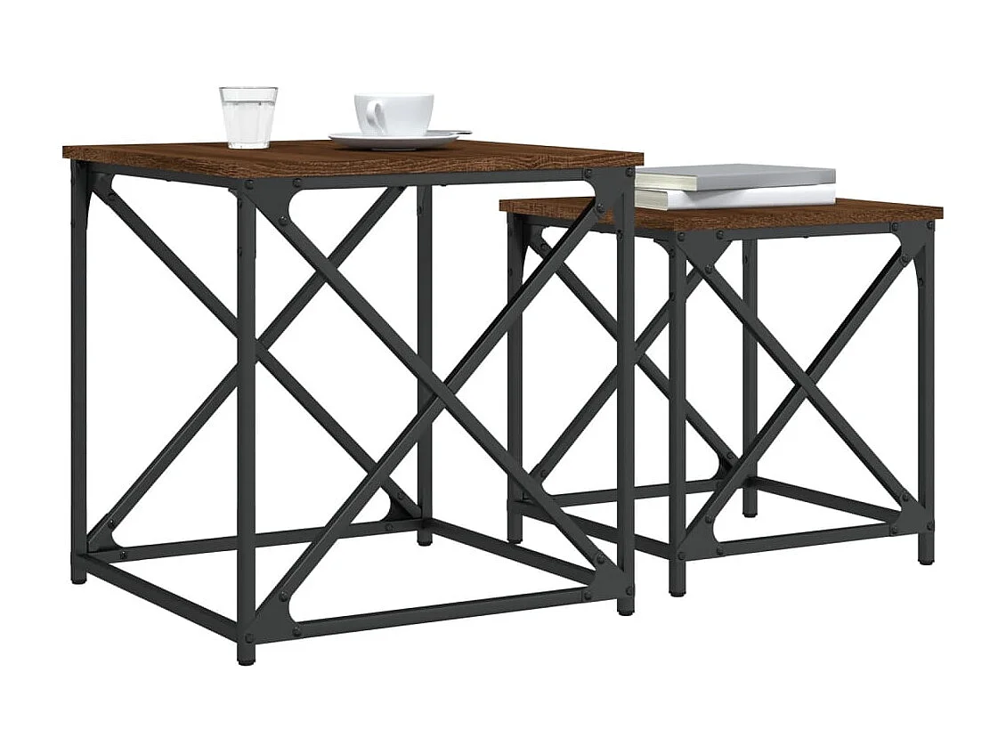 Tables basses gigognes 2 pcs chêne marron bois d'ingénierie