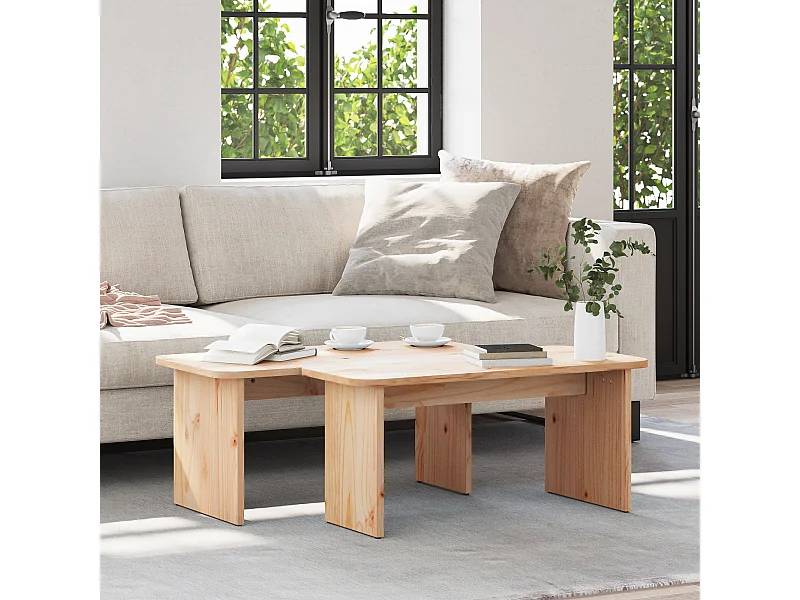 Table basse 2 pcs Naturel 100 x 69 x 35.5 cm Bois de pin massif