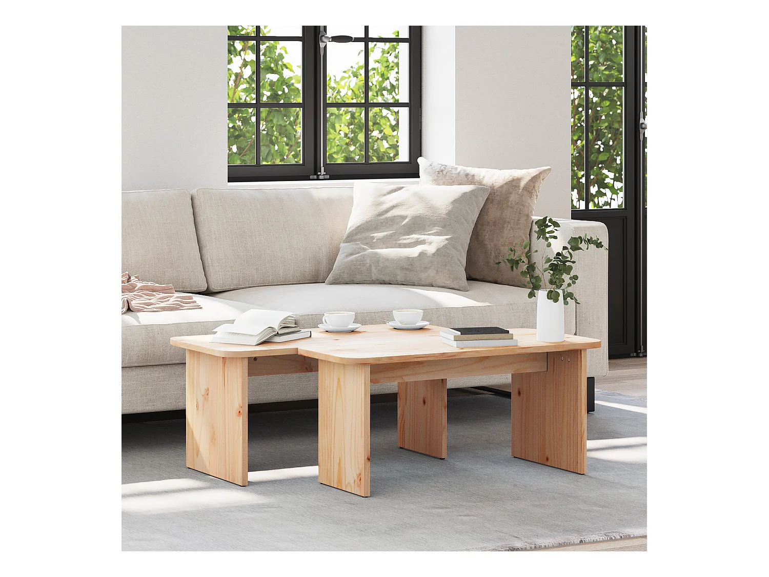 Table basse 2 pcs Naturel 100 x 69 x 35.5 cm Bois de pin massif