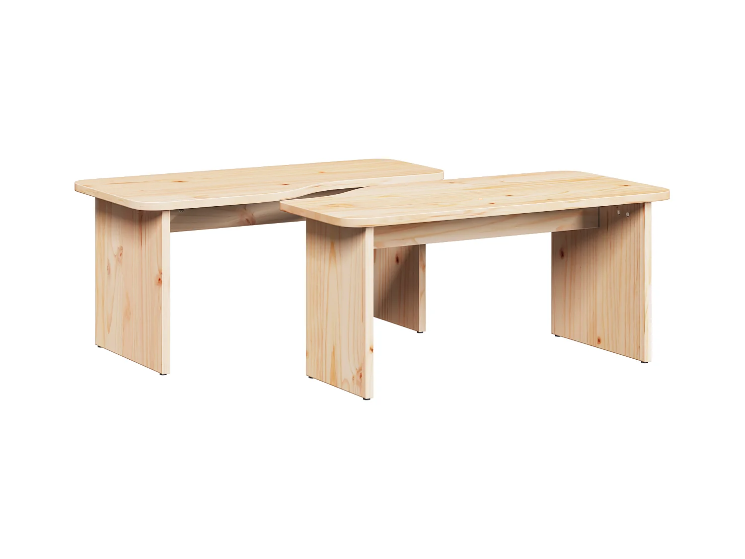 Table basse 2 pcs Naturel 100 x 69 x 35.5 cm Bois de pin massif