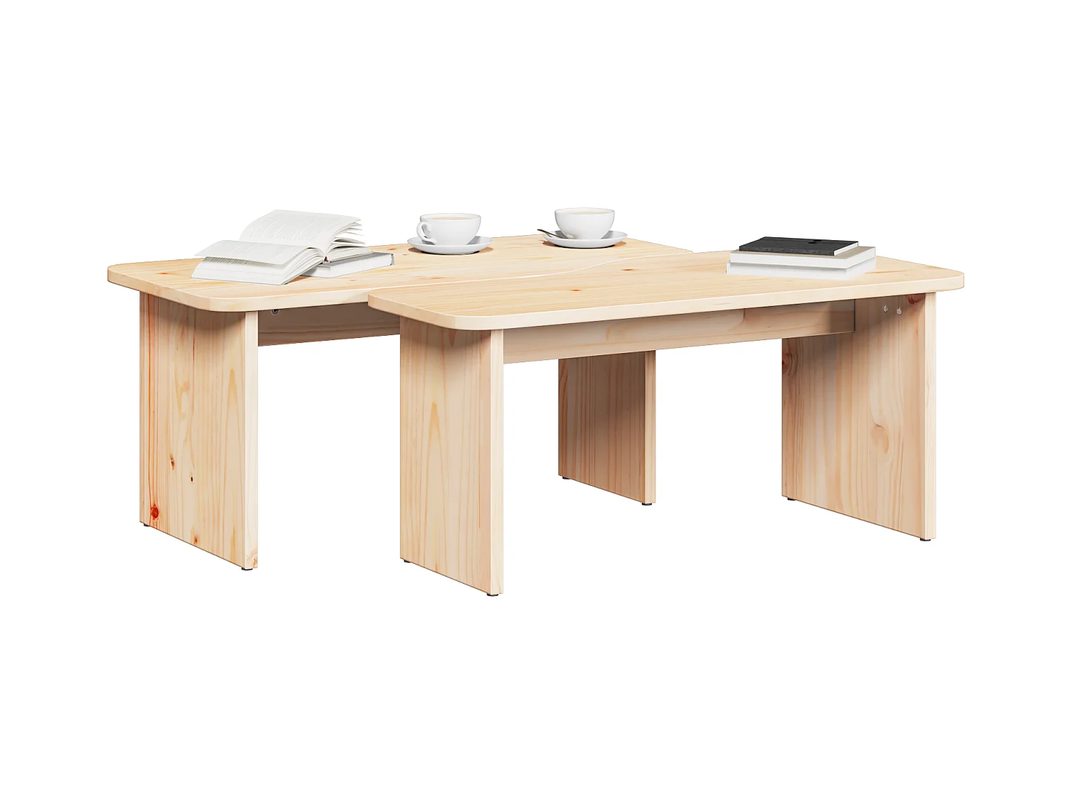 Table basse 2 pcs Naturel 100 x 69 x 35.5 cm Bois de pin massif