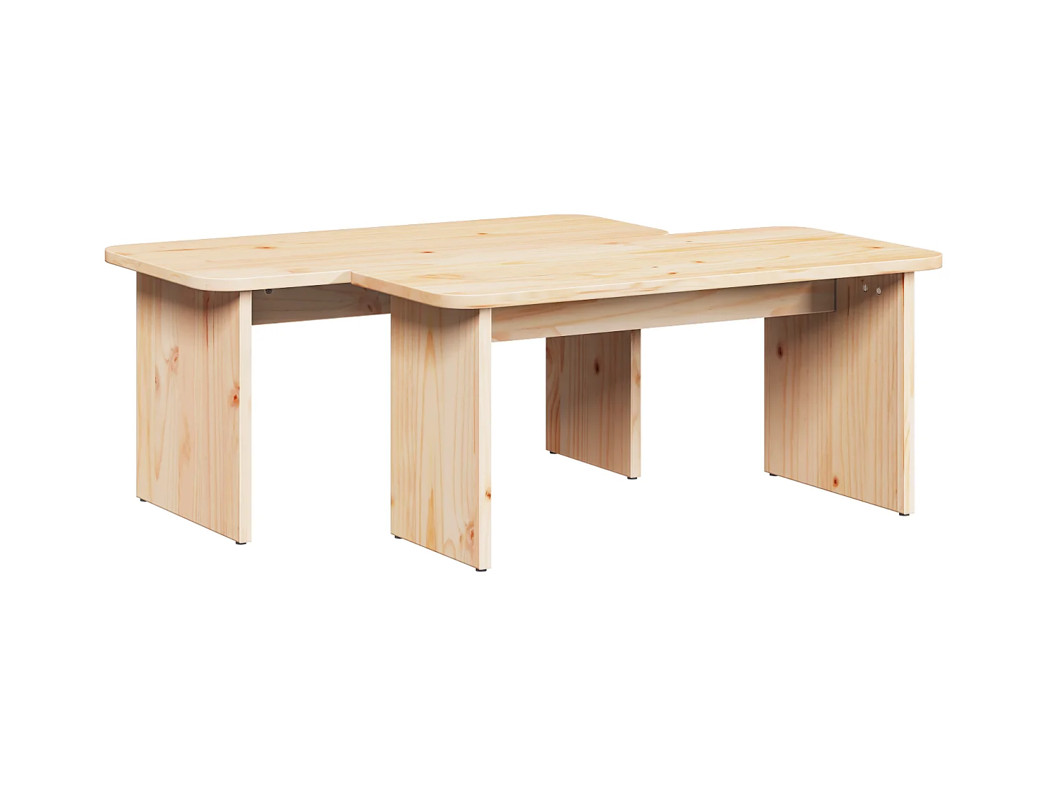 Table basse 2 pcs Naturel 100 x 69 x 35.5 cm Bois de pin massif