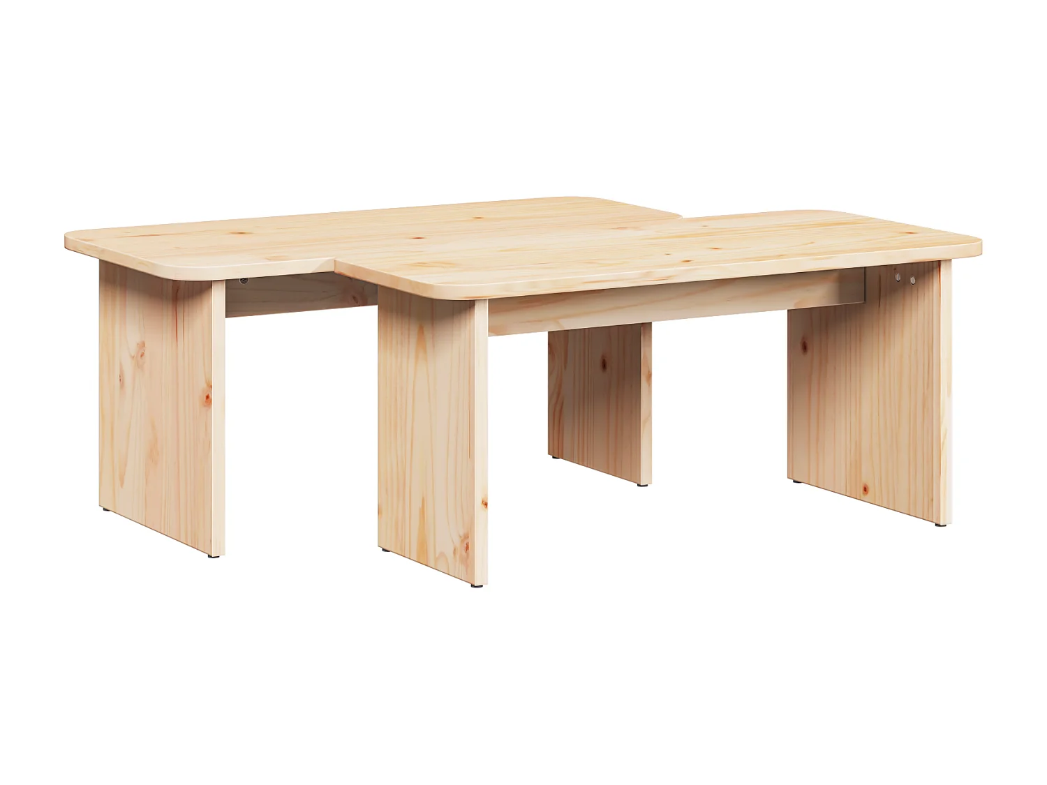 Table basse 2 pcs Naturel 100 x 69 x 35.5 cm Bois de pin massif