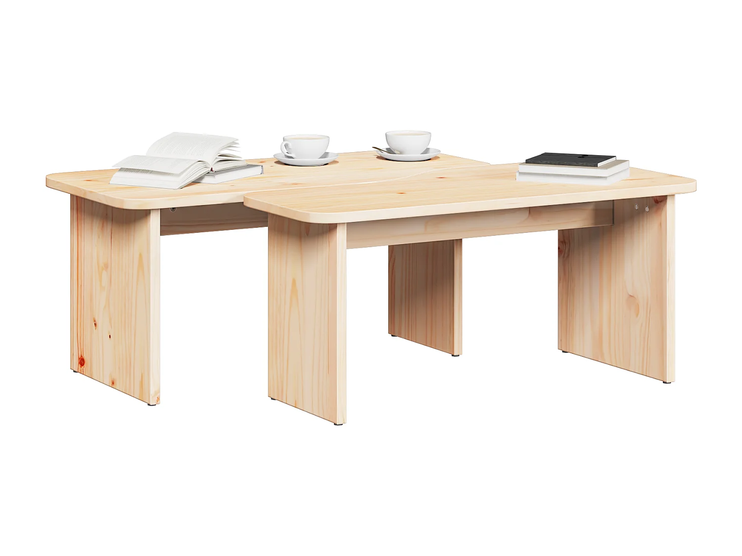 Table basse 2 pcs Naturel 100 x 69 x 35.5 cm Bois de pin massif