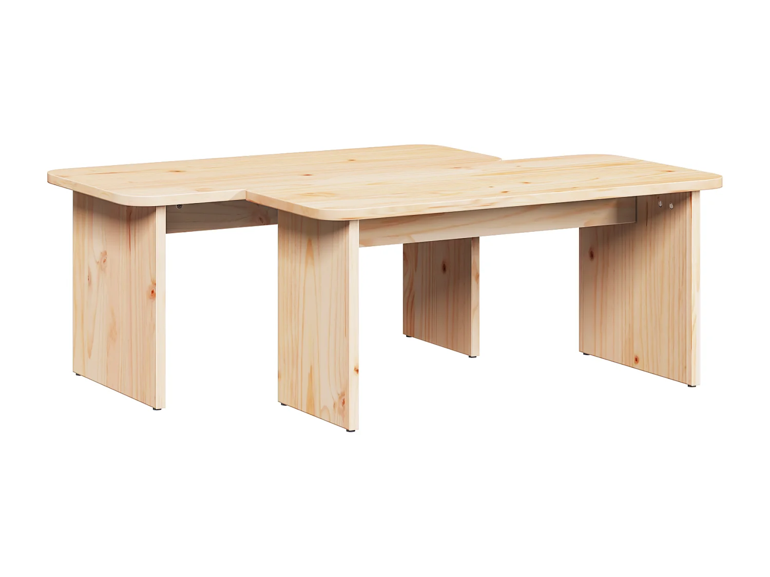 Table basse 2 pcs Naturel 100 x 69 x 35.5 cm Bois de pin massif