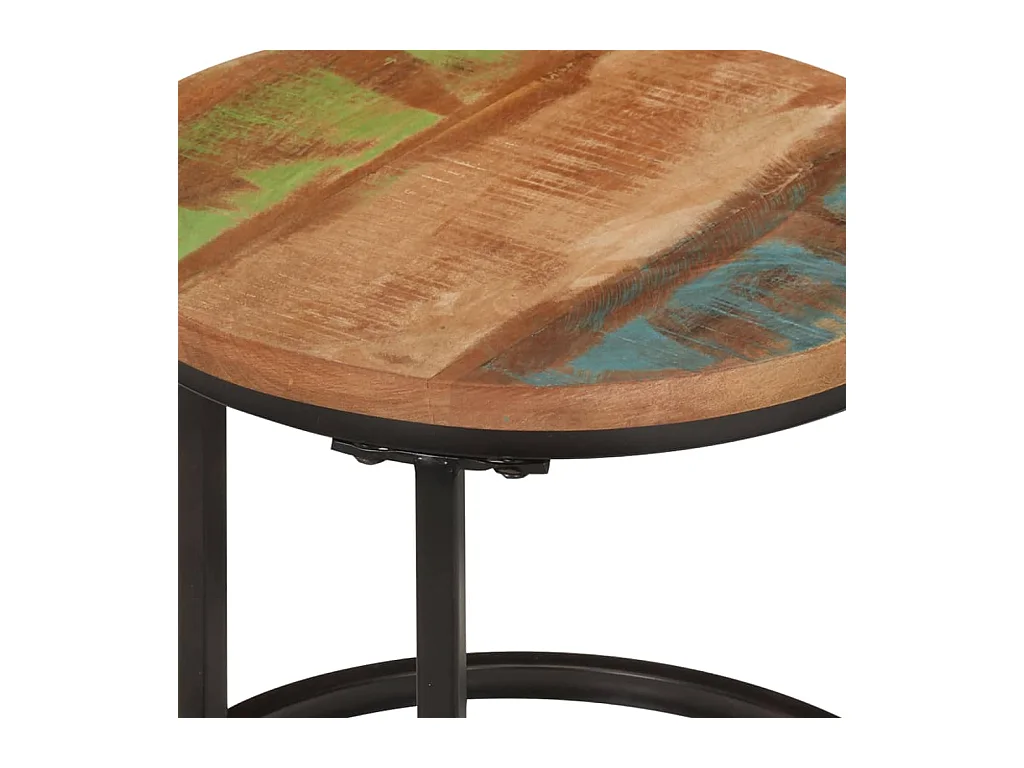 Tables gigognes 3 pcs bois massif de récupération