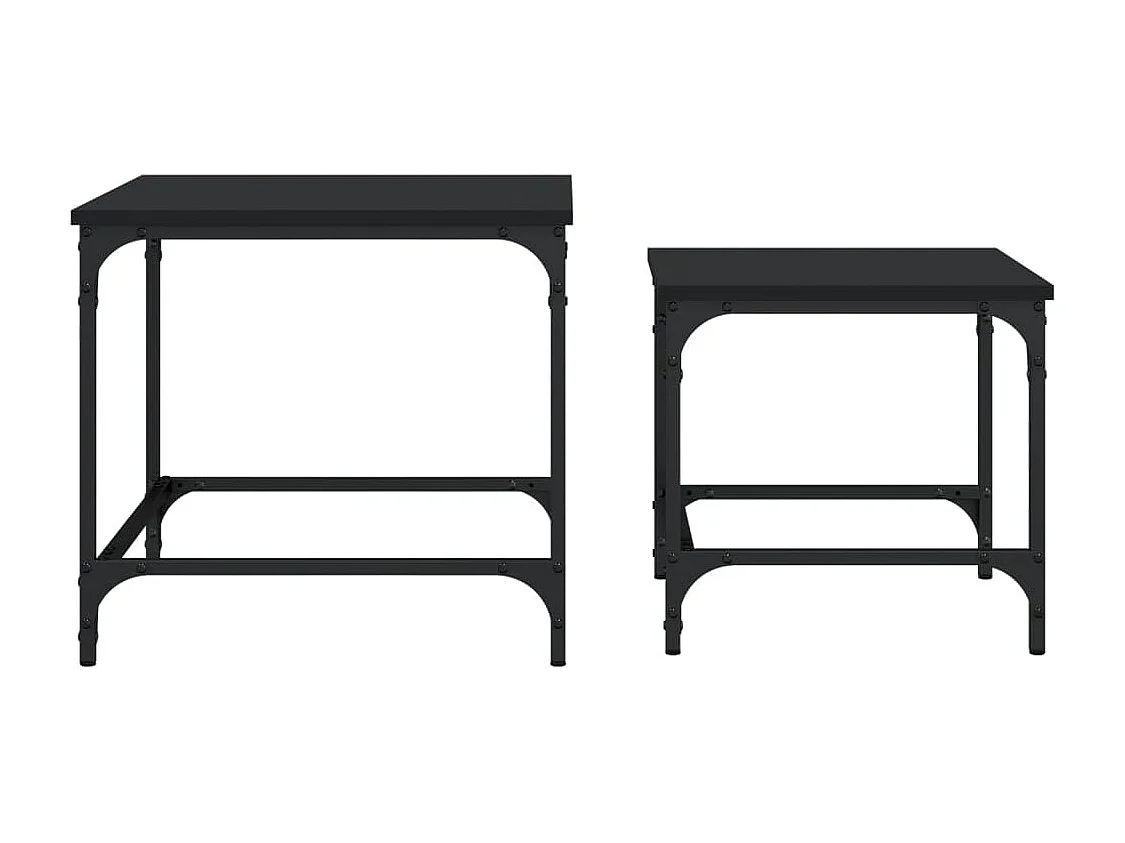 Nestbare salontafels 2 stuks zwart bewerkt hout