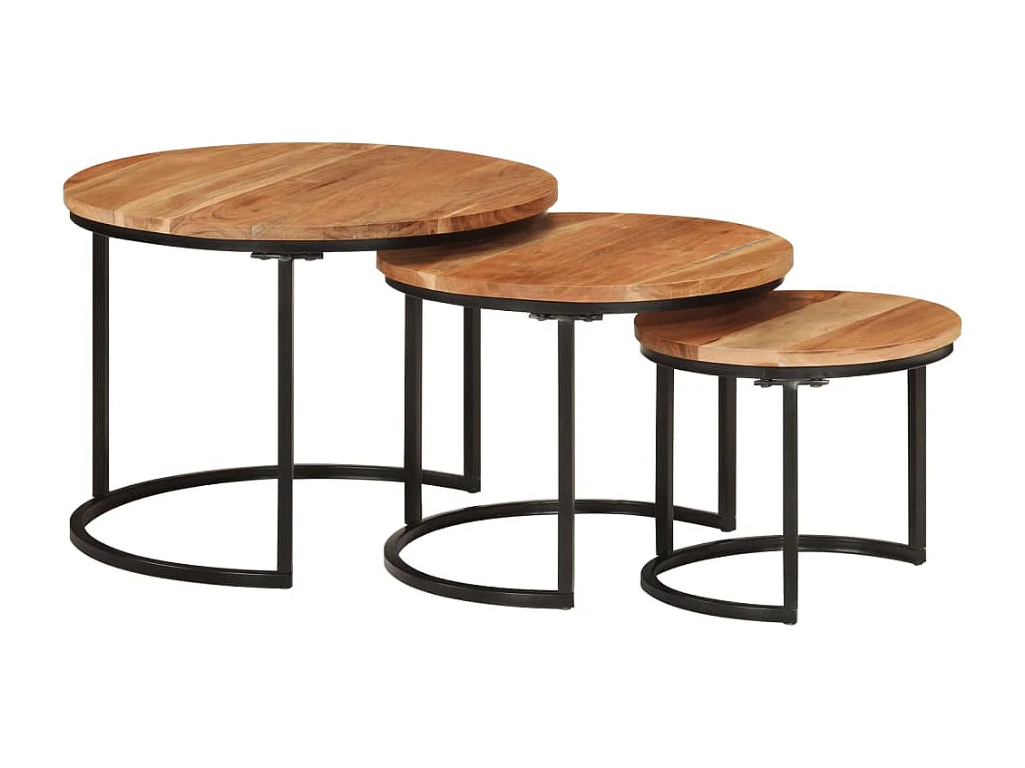 Tables gigognes 3 pcs bois massif d'acacia