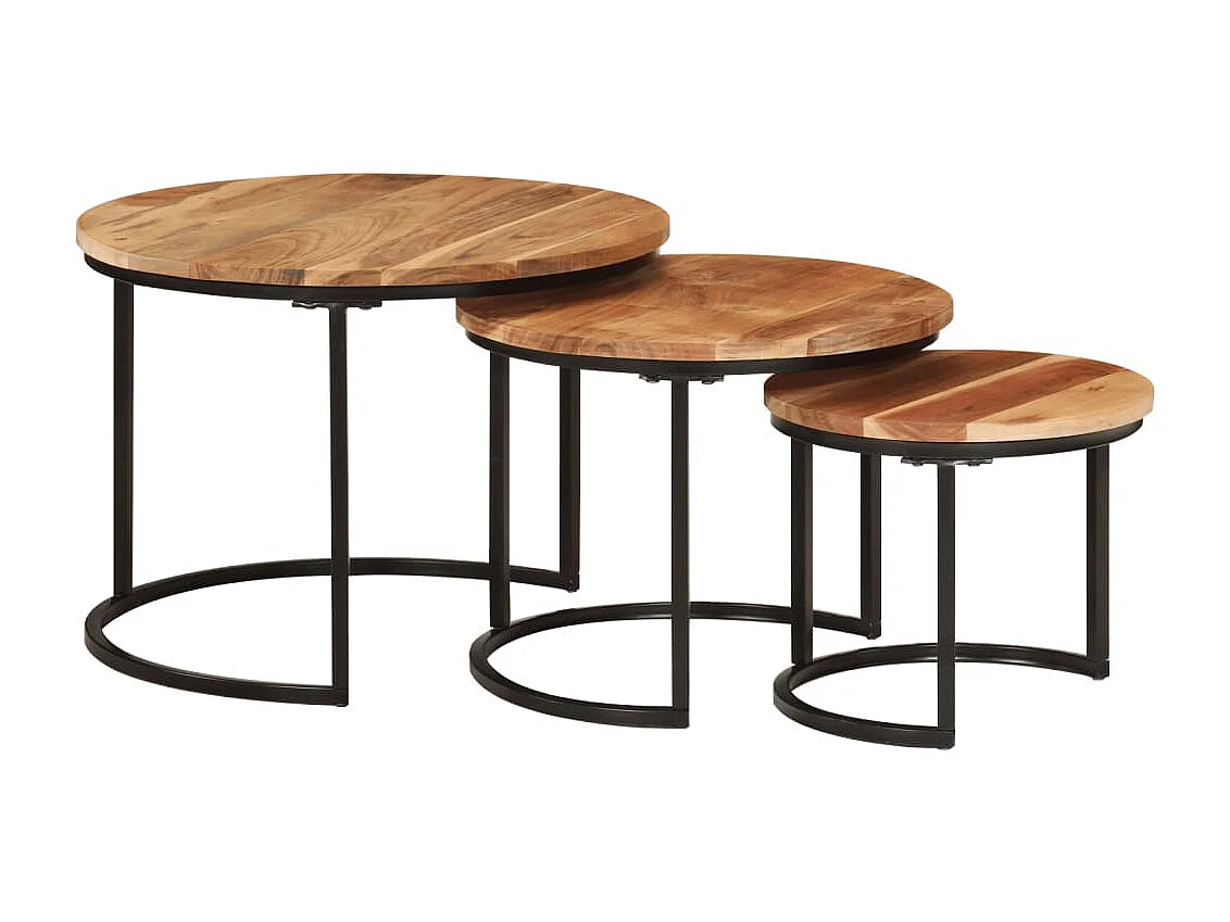 Tables gigognes 3 pcs bois massif d'acacia