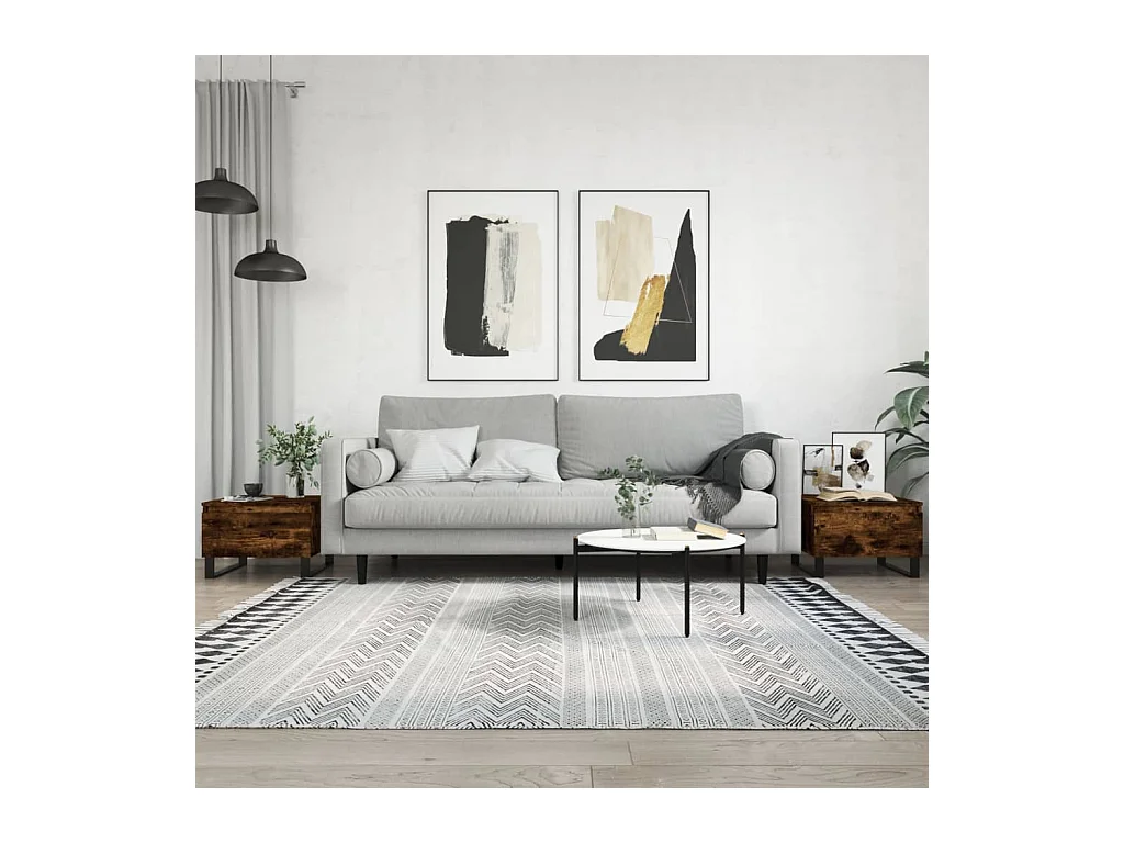 Tables basses 2 pcs chêne fumé 50x46x35 cm bois d'ingénierie