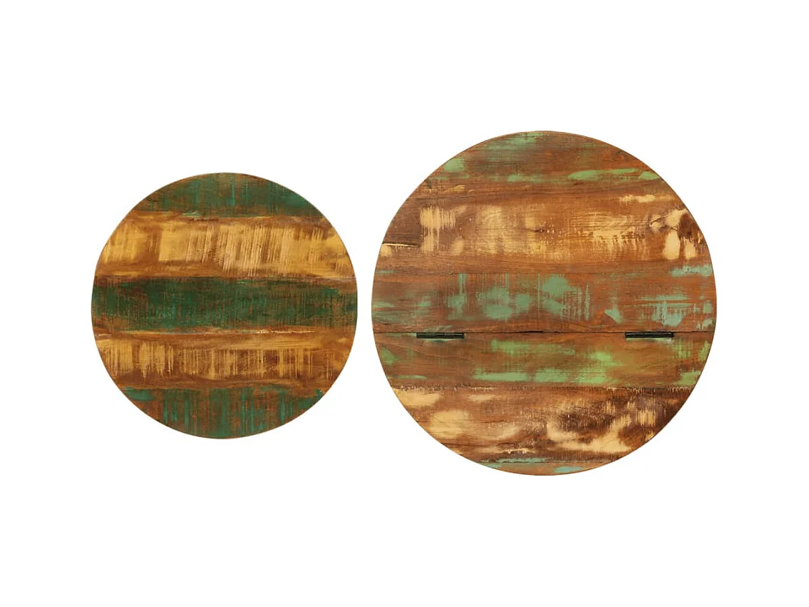 Set di tavolini da caffè da 2 pezzi in legno massello di recupero nero