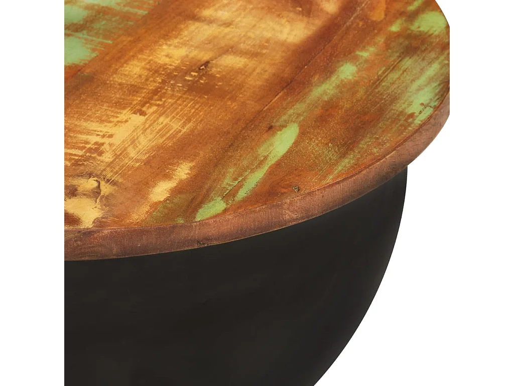 Juego de mesa de centro de 2 piezas de madera maciza recuperada negra