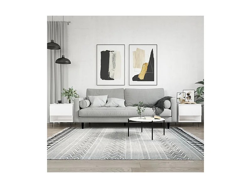 Salontafels 2 stuks wit 50x46x50 cm bewerkt hout