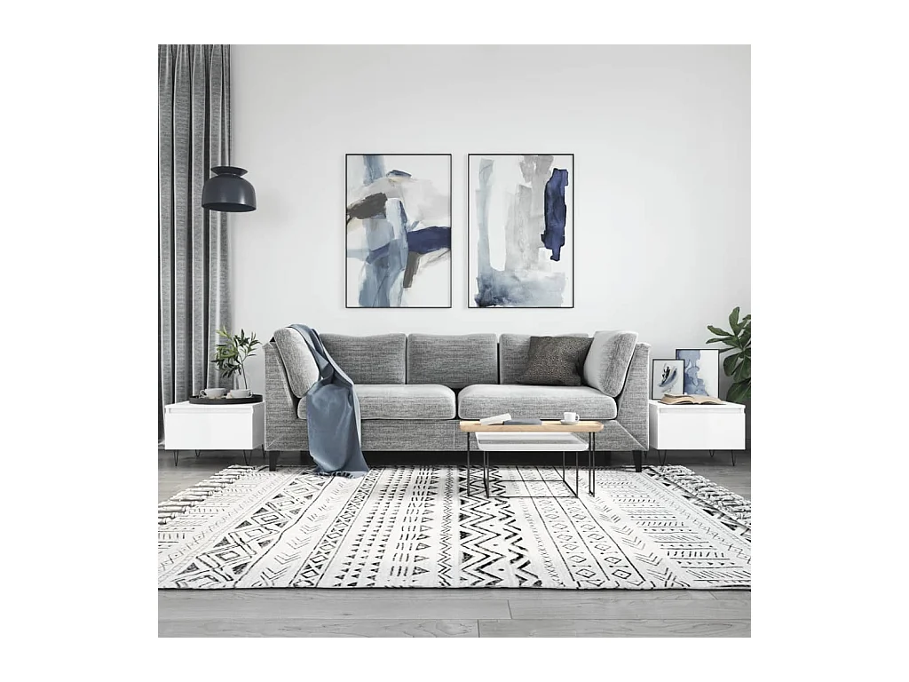 Mesas de centro 2 piezas blanco brillo 50x46x35cm madera de ingeniería