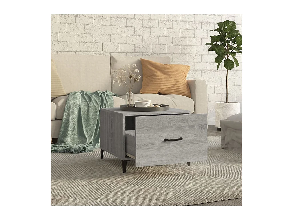 Tables basses avec pieds en métal 2 pcs Sonoma gris 50x50x40 cm