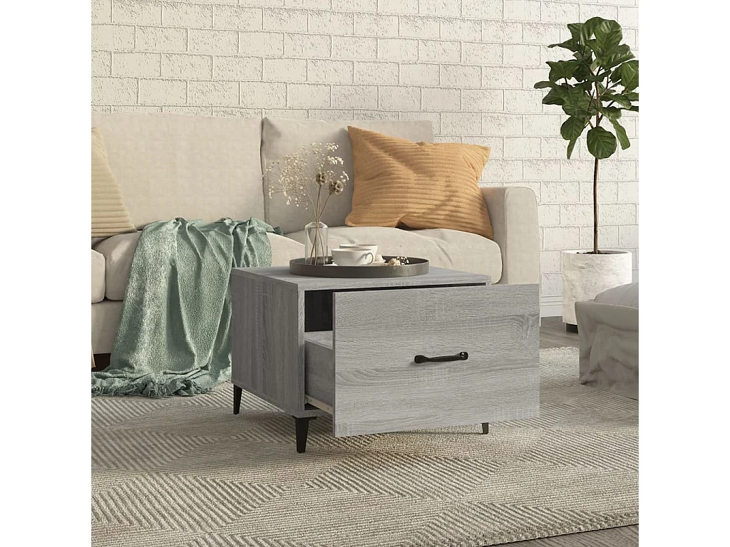 Tables basses avec pieds en métal 2 pcs Sonoma gris 50x50x40 cm