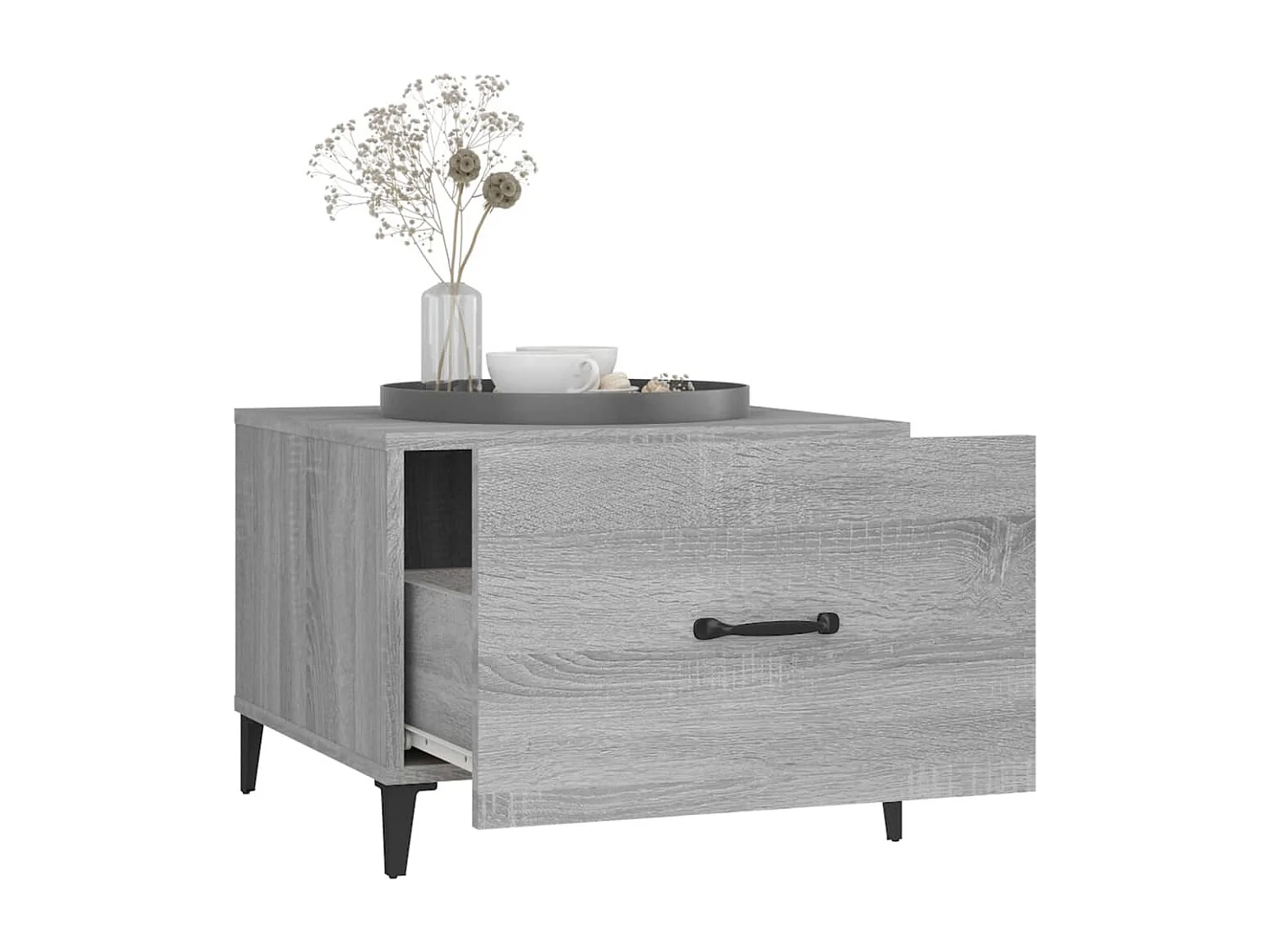 Tables basses avec pieds en métal 2 pcs Sonoma gris 50x50x40 cm